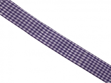 Geschenkband violett(d'lila)/weiss kariert 25mm breit geschnitten, 45m, Vichy